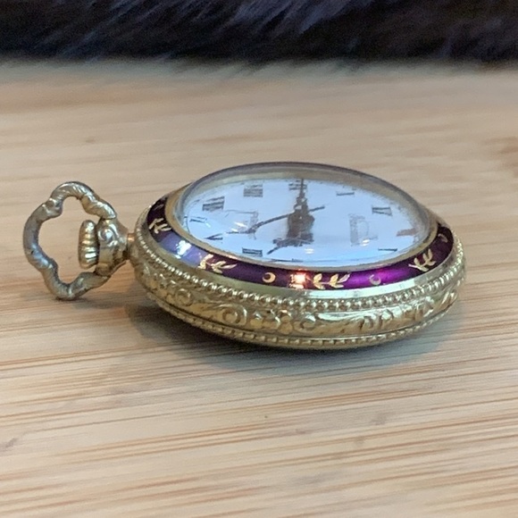 Nadine Spirotor KIF || Rare Vintage Purple Gold Swiss Pocket  display picture 1